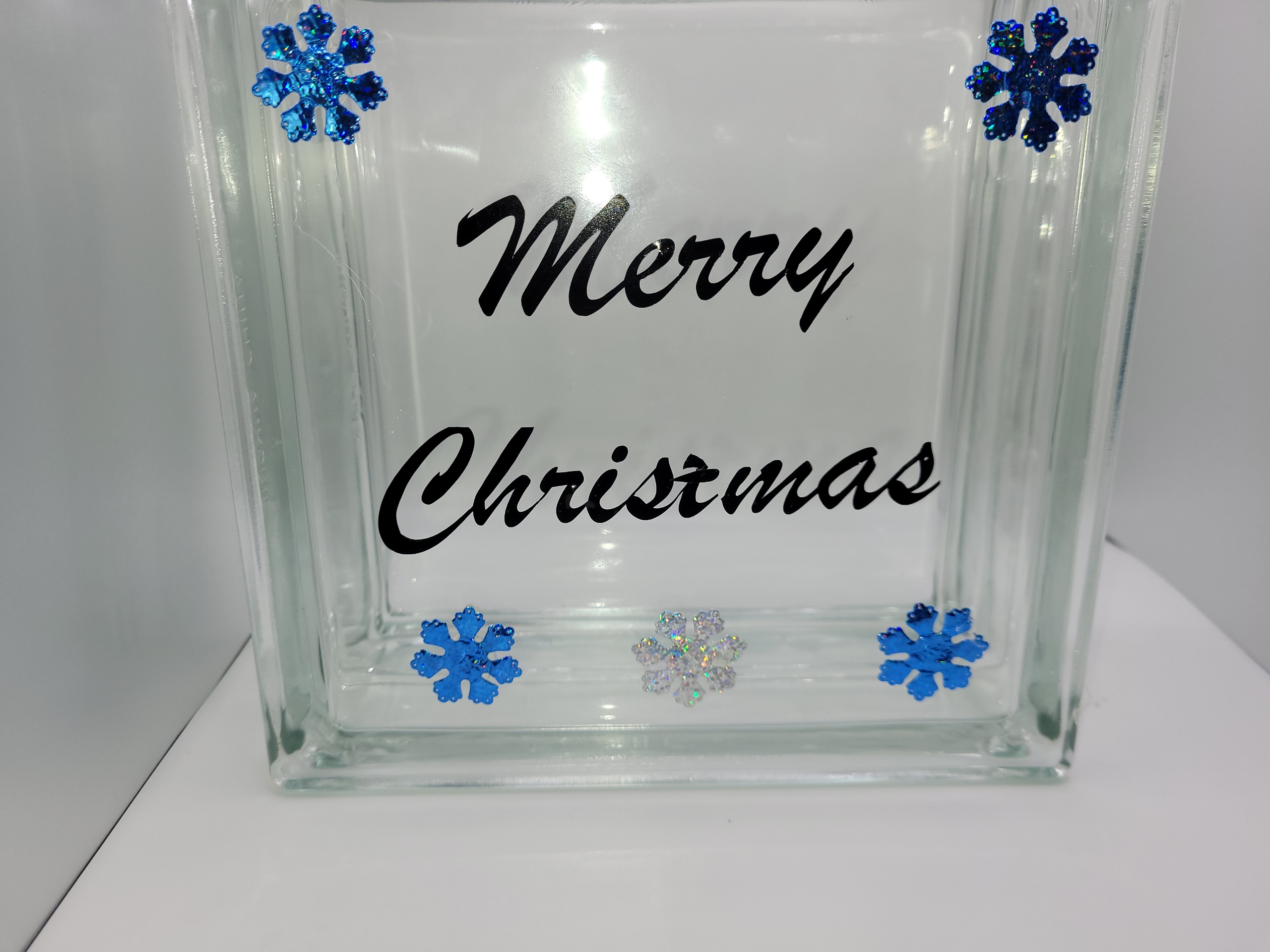 Merry Christmas Blue Flowers