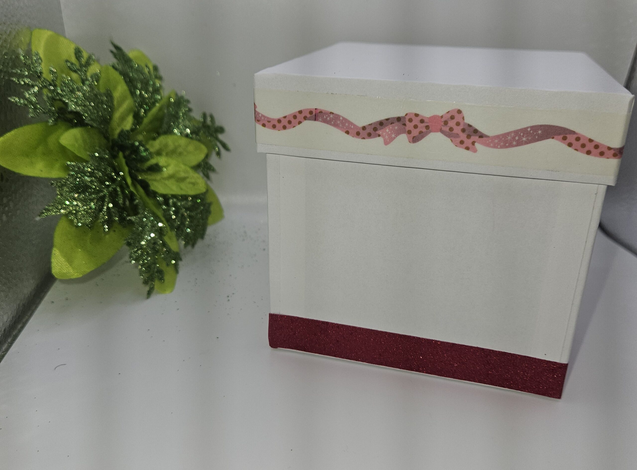 Gift box trimmed in Burgundy