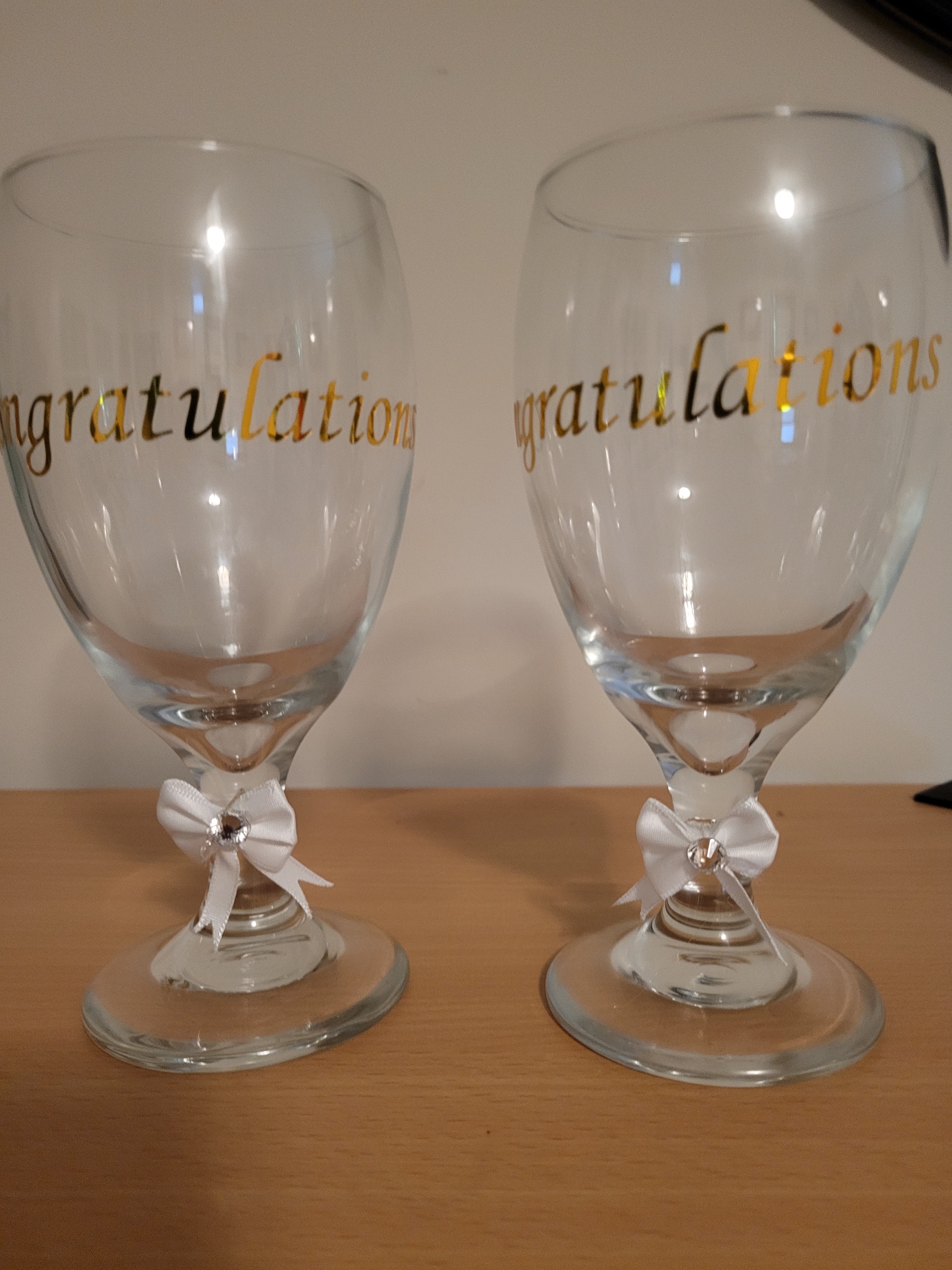 Gold Congratulations Wine Glasses