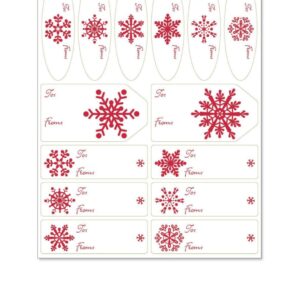 Red snowflake labels