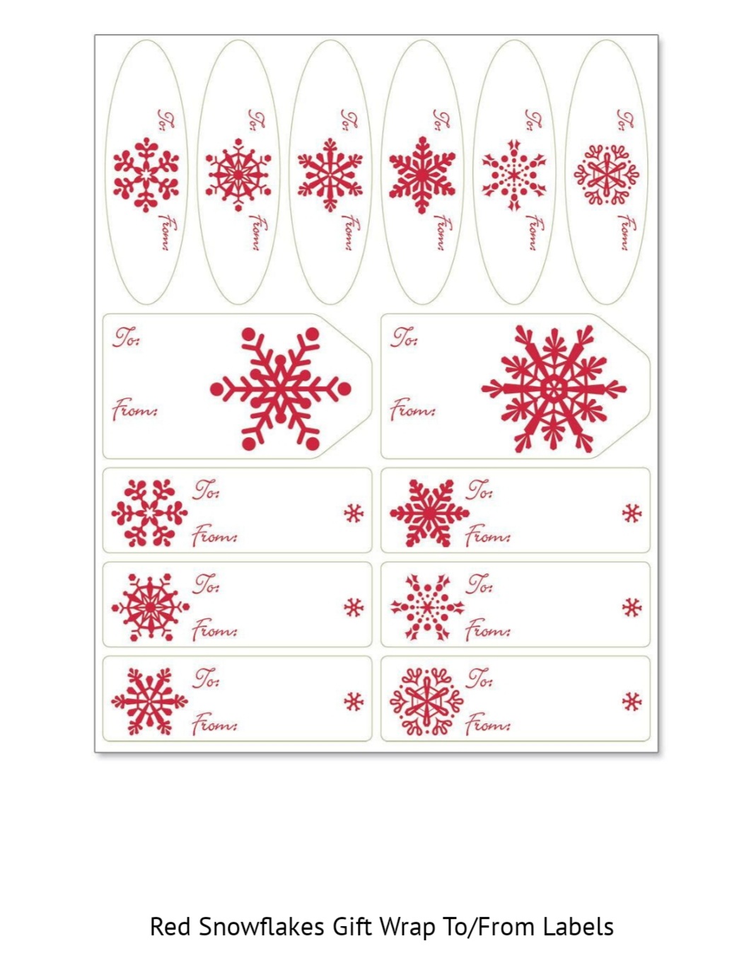 Red snowflake labels