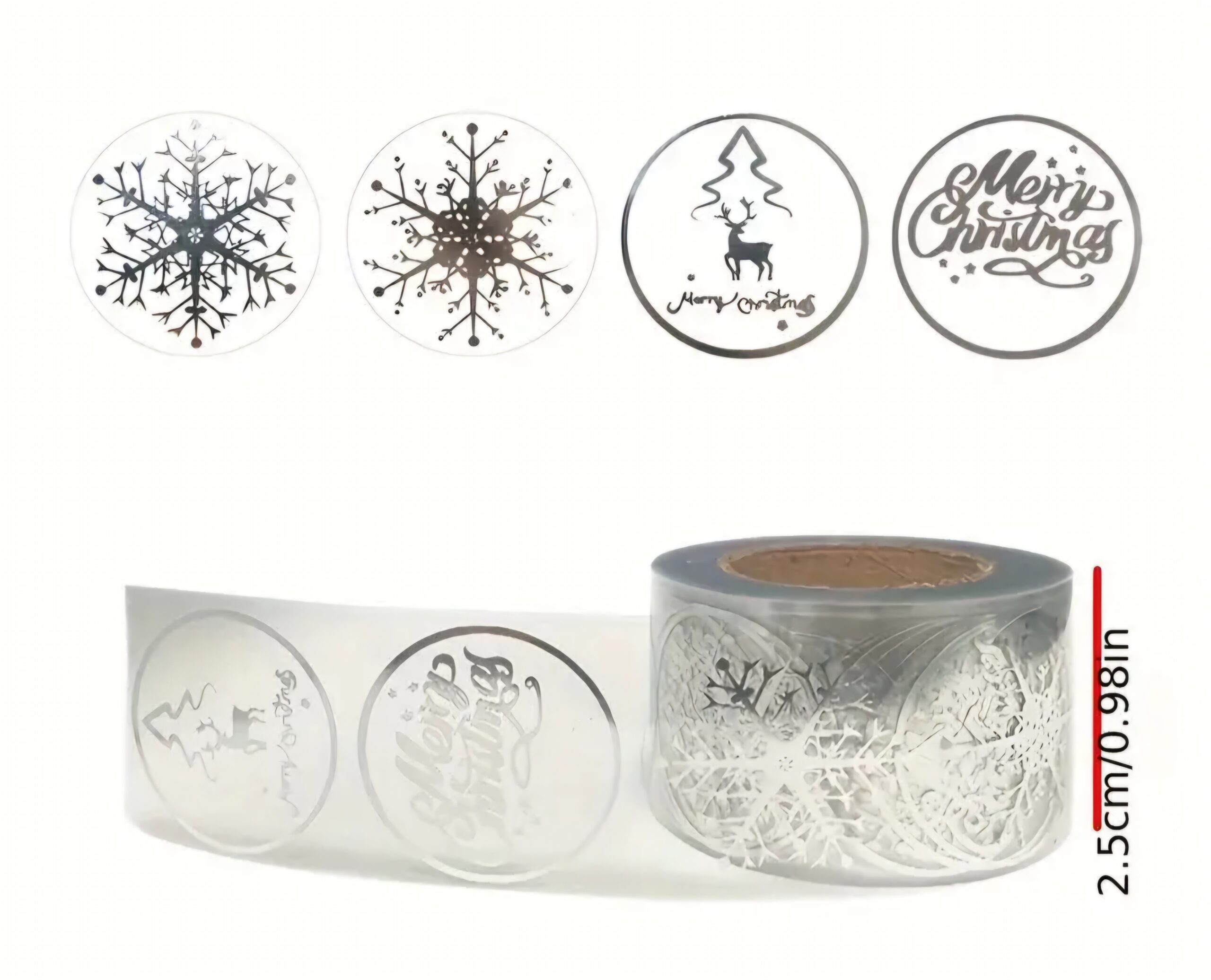 Silver Transparent Xmas stickers